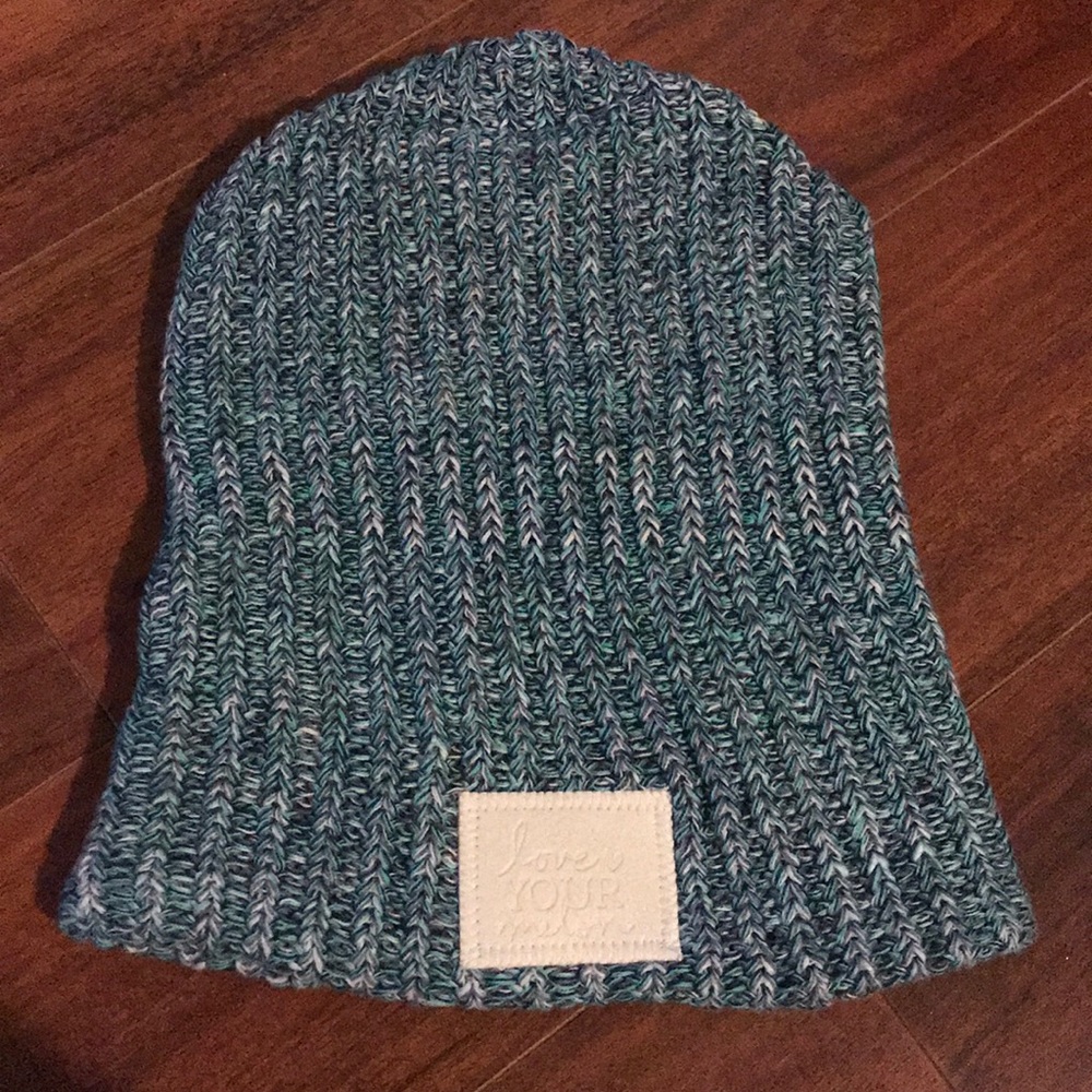 Love Your Melon teal blue Ribbed Beanie hat NWOT